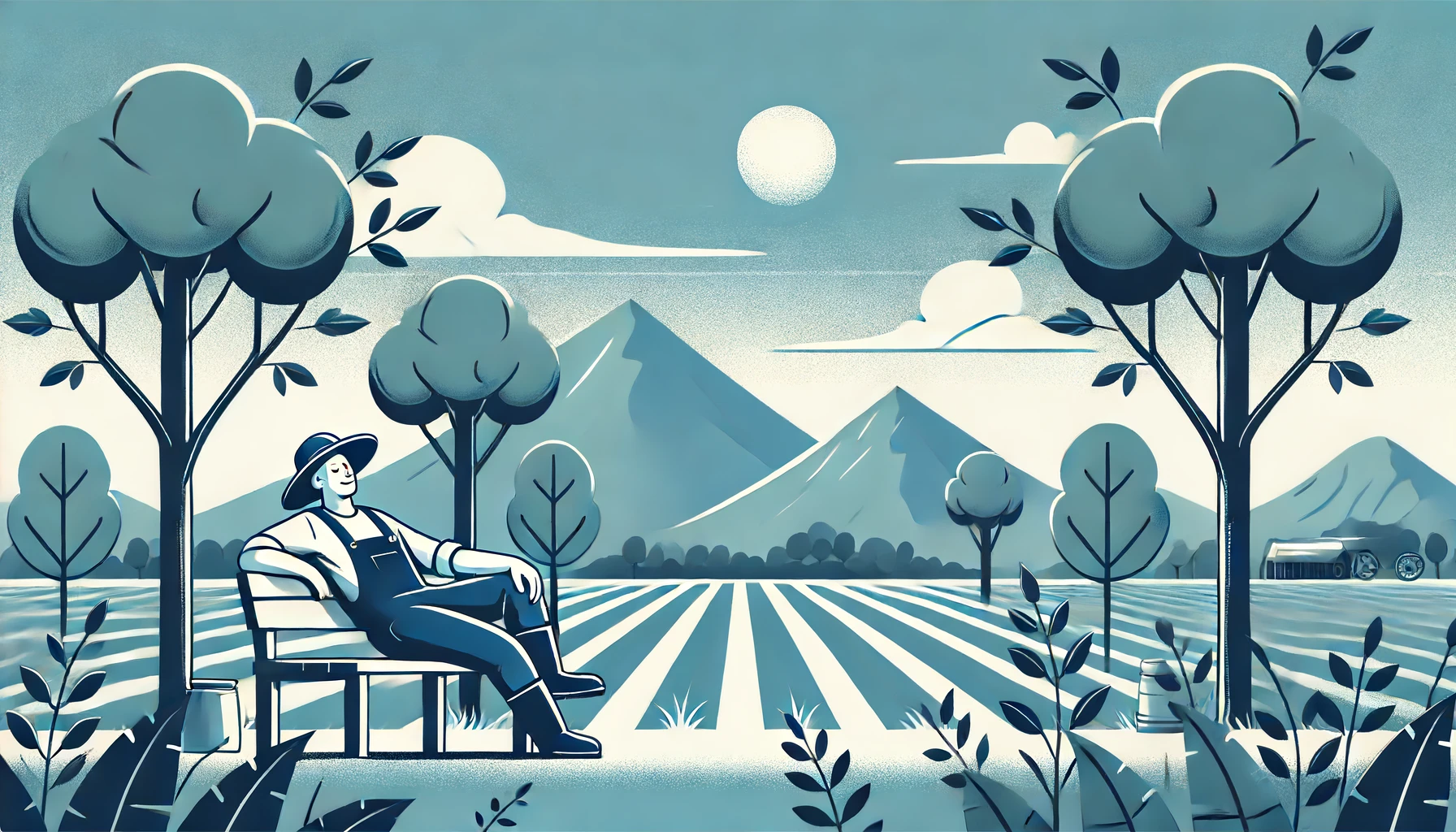 Illustrated landscape representing productive capital and managed yield